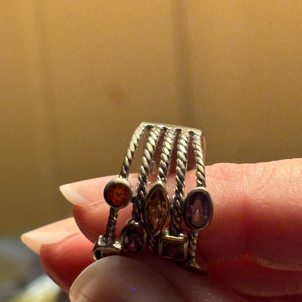 Multi-Stack Sterling Silver Gemstone Ring - Nfs - image 6